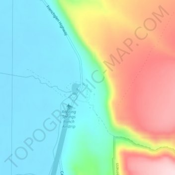 Mappa topografica Roaring Springs Ranch, altitudine, rilievo