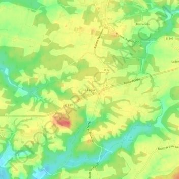 Mappa topografica La Lagüe, altitudine, rilievo