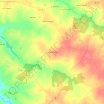 Mappa topografica Le Puy-Catelin, altitudine, rilievo
