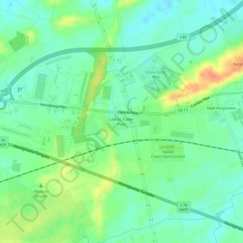 Mappa topografica Liebys Trailer Park, altitudine, rilievo