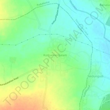 Mappa topografica Kothamangalam, altitudine, rilievo