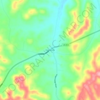 Mappa topografica Hampshire, altitudine, rilievo