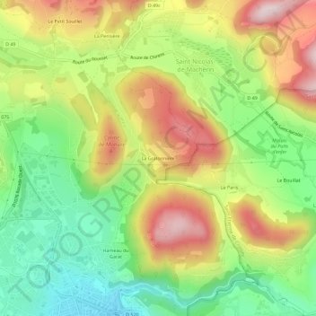 Mappa topografica La Gratonnière, altitudine, rilievo