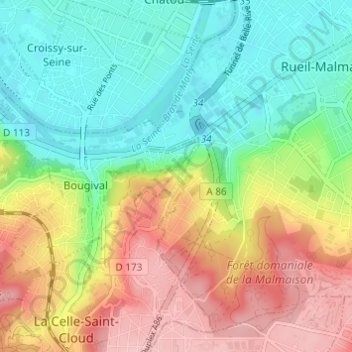 Mappa topografica La Jonchère, altitudine, rilievo