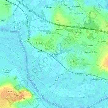 Mappa topografica Chez Billou, altitudine, rilievo