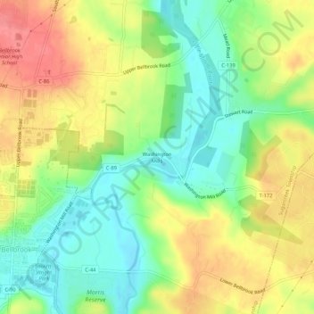 Mappa topografica Washington Mills, altitudine, rilievo