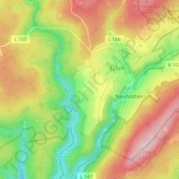 Mappa topografica Hochwaldhof, altitudine, rilievo