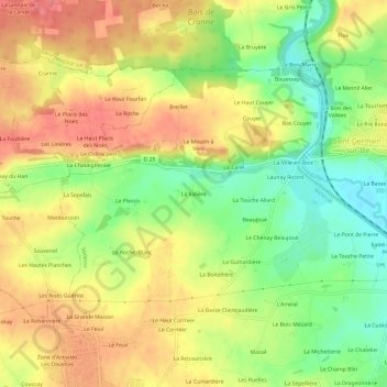 Mappa topografica La Valière, altitudine, rilievo