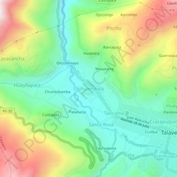 Mappa topografica Chihuampata, altitudine, rilievo