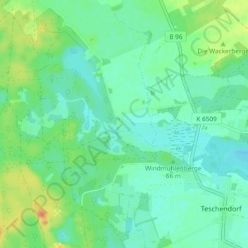 Mappa topografica Grundmühle, altitudine, rilievo