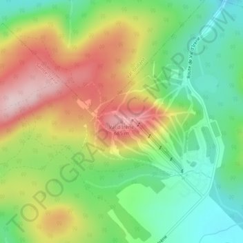 Mappa topografica Val d'Irène, altitudine, rilievo