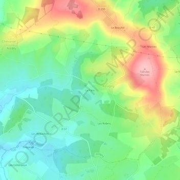 Mappa topografica Le Pâtis, altitudine, rilievo