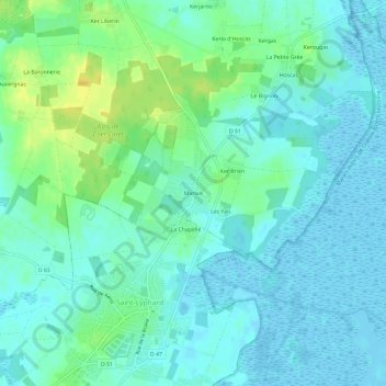 Mappa topografica Marlais, altitudine, rilievo