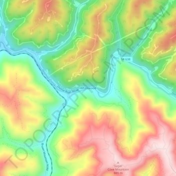 Mappa topografica Whitewood, altitudine, rilievo