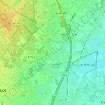 Mappa topografica Vemde, altitudine, rilievo