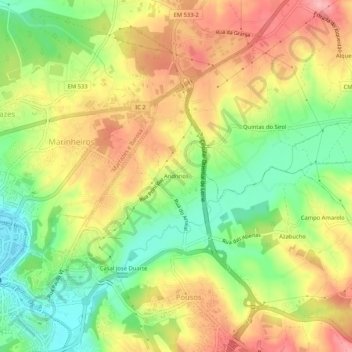 Mappa topografica Andrinos, altitudine, rilievo