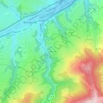 Mappa topografica Rochebrune, altitudine, rilievo