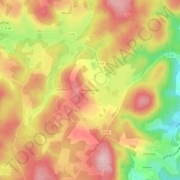 Mappa topografica Montsermage, altitudine, rilievo