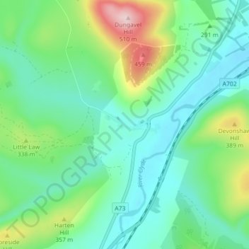 Mappa topografica Roberton, altitudine, rilievo