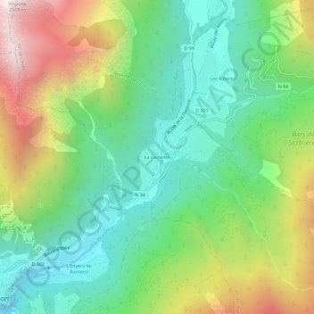 Mappa topografica La Vachette, altitudine, rilievo
