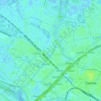 Mappa topografica Frankhuis, altitudine, rilievo
