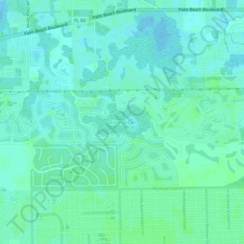 Mappa topografica River Hall, altitudine, rilievo