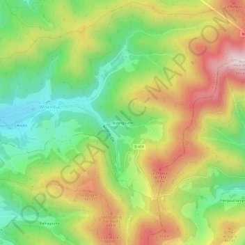 Mappa topografica Aubrigoutte, altitudine, rilievo