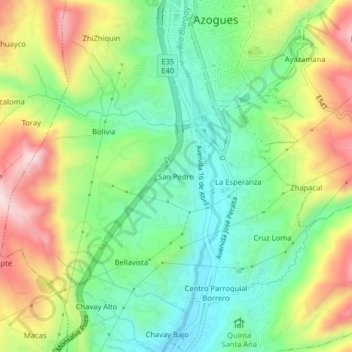Mappa topografica San Pedro, altitudine, rilievo