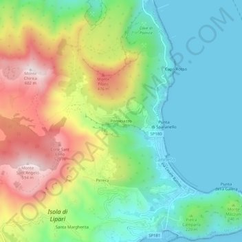 Mappa topografica Pomiciazzo, altitudine, rilievo