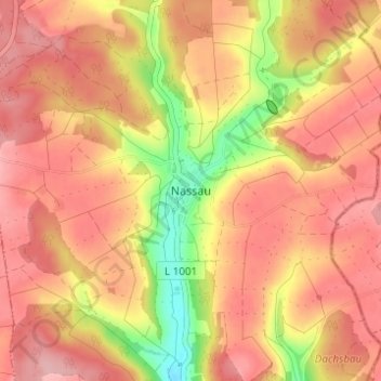 Mappa topografica Nassau, altitudine, rilievo