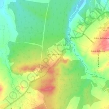 Mappa topografica Alto das Vinhas, altitudine, rilievo