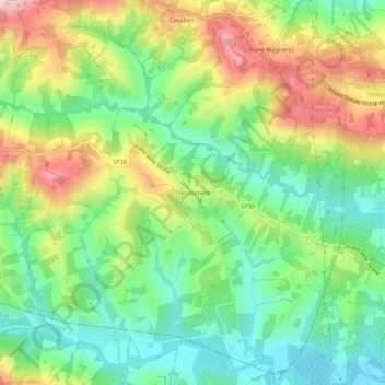 Mappa topografica Treciminiere, altitudine, rilievo