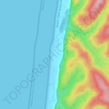 Mappa topografica Gold Bluffs Beach, altitudine, rilievo