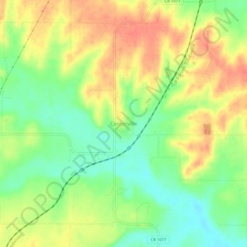 Mappa topografica Centerville, altitudine, rilievo