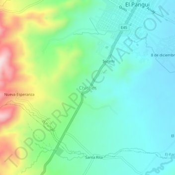 Mappa topografica Chiches, altitudine, rilievo
