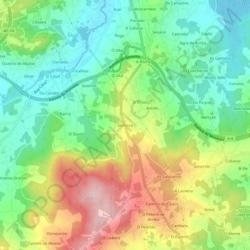 Mappa topografica Altamira, altitudine, rilievo