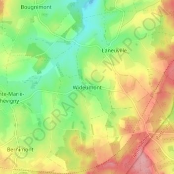 Mappa topografica Wideumont, altitudine, rilievo