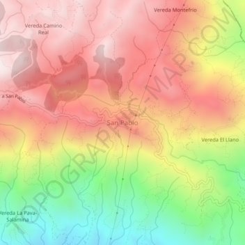 Mappa topografica San Pablo, altitudine, rilievo
