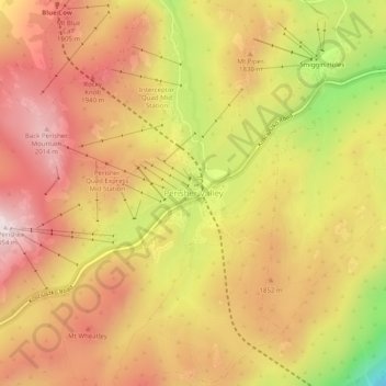 Mappa topografica Perisher Valley, altitudine, rilievo