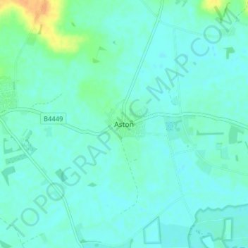 Mappa topografica Aston, altitudine, rilievo