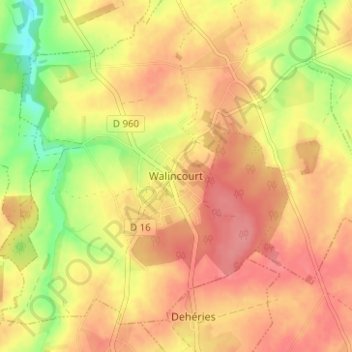 Mappa topografica Walincourt, altitudine, rilievo