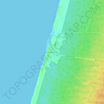 Mappa topografica Praia da Tocha, altitudine, rilievo
