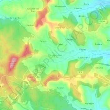 Mappa topografica Gondemaria, altitudine, rilievo