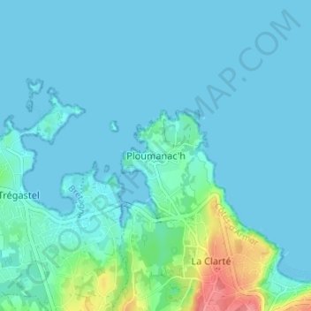 Mappa topografica Ploumanac'h, altitudine, rilievo