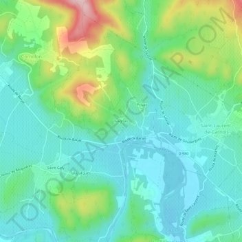 Mappa topografica Ivagnas, altitudine, rilievo