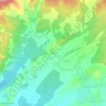 Mappa topografica Cueto, altitudine, rilievo