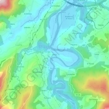 Mappa topografica Porto, altitudine, rilievo