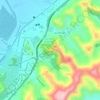 Mappa topografica Mirantedo Cruzeiro, altitudine, rilievo