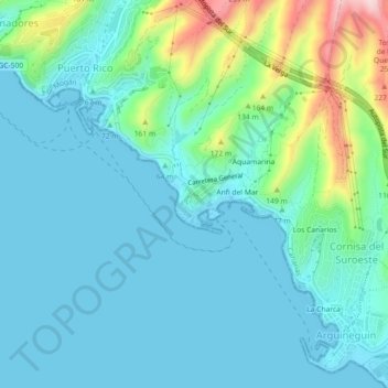 Mappa topografica Los Caideros, altitudine, rilievo