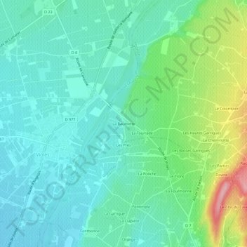 Mappa topografica La Baumette, altitudine, rilievo